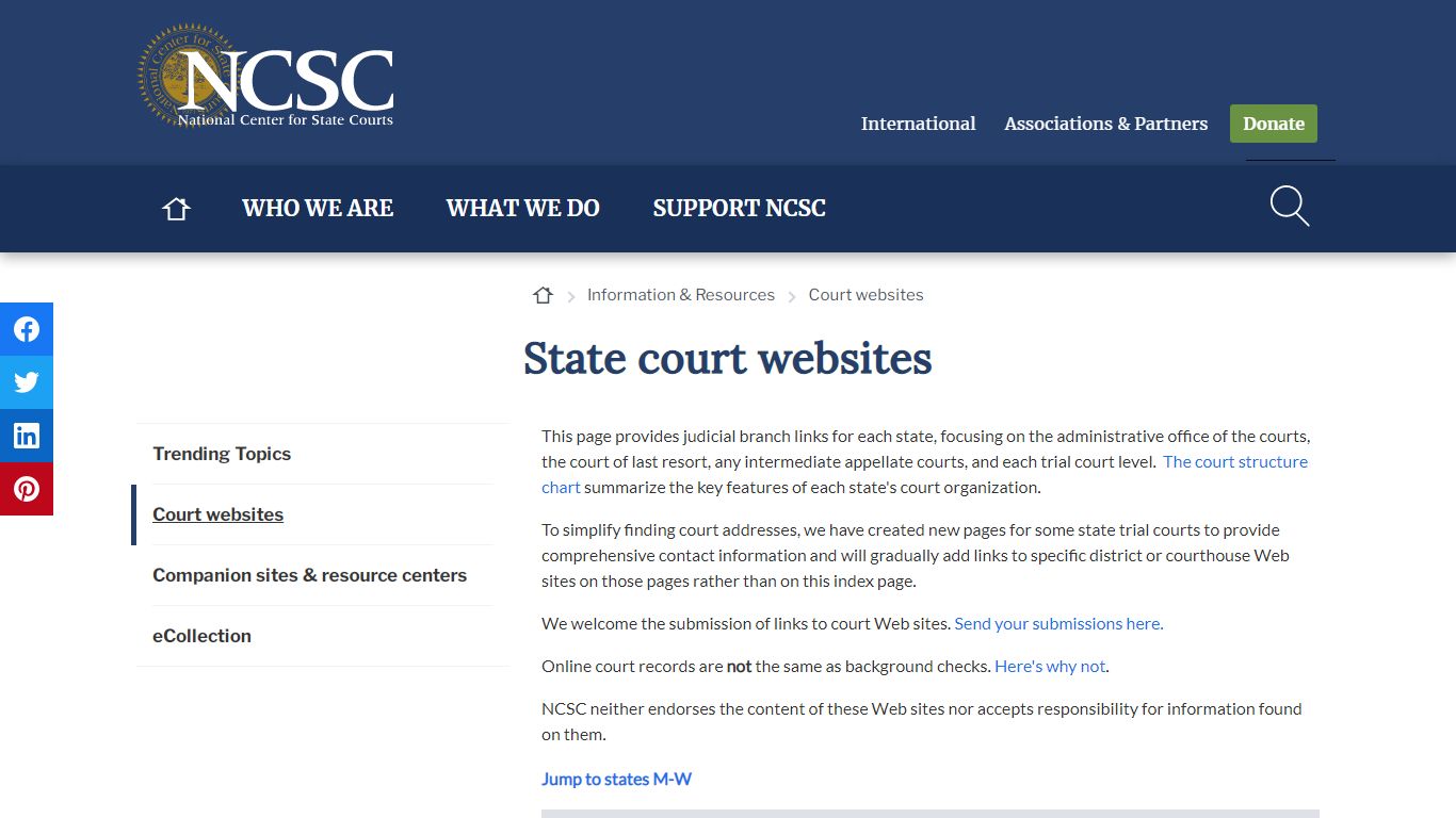 State court websites | NCSC